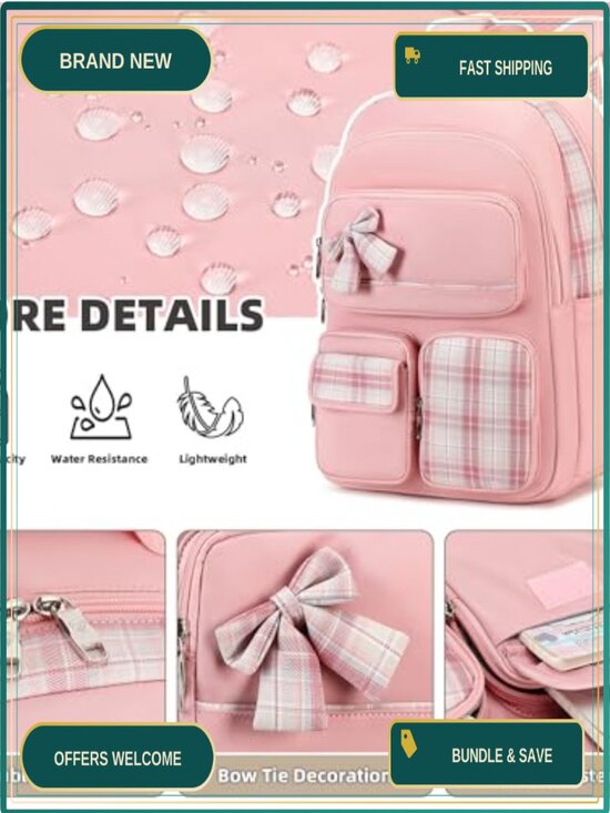 Girls Backpack with Lunch Box & Pencil Case, 15.6\